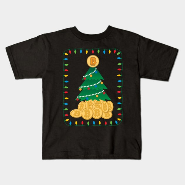 Bitcoin Christmas Kids T-Shirt by AngelFlame